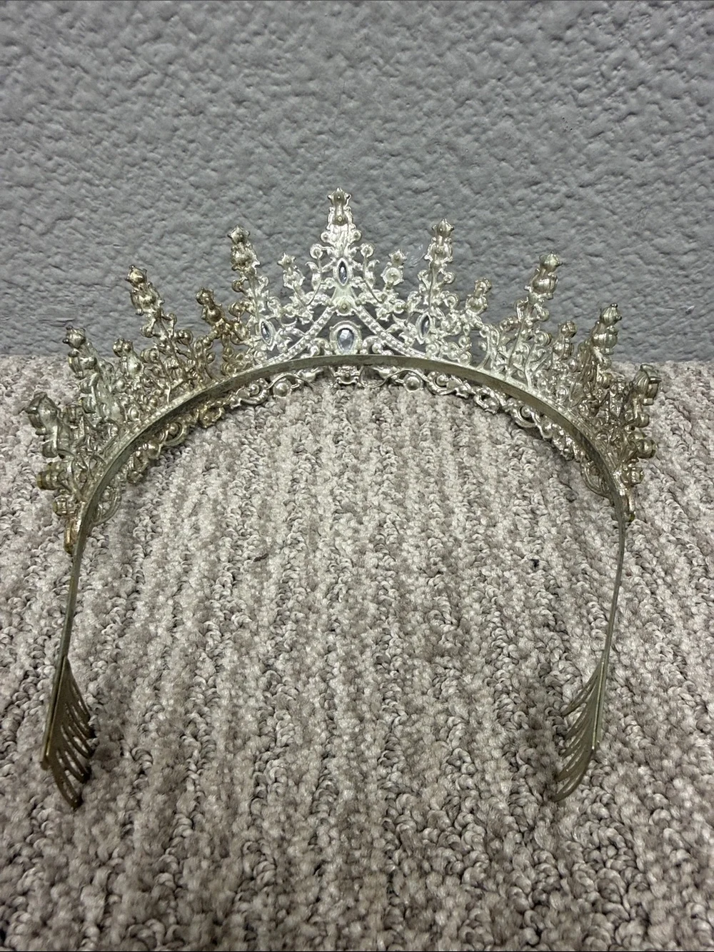 Vintage Elegant Silver Crystal Tiara Crown - Women Accessories
